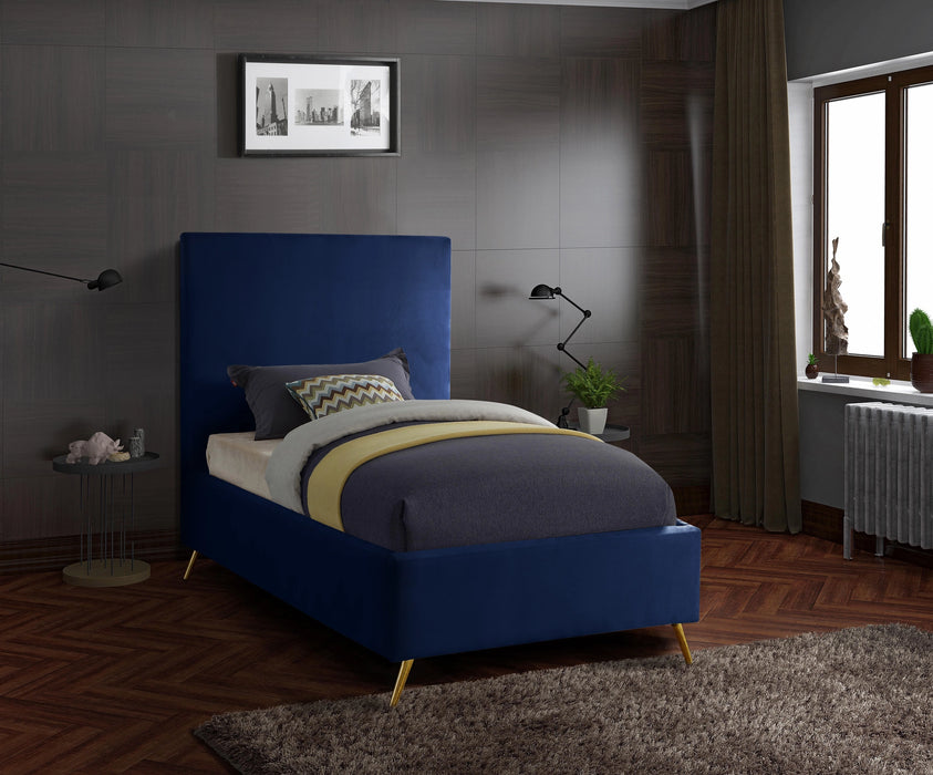 Jasmine Navy Velvet Twin Bed
