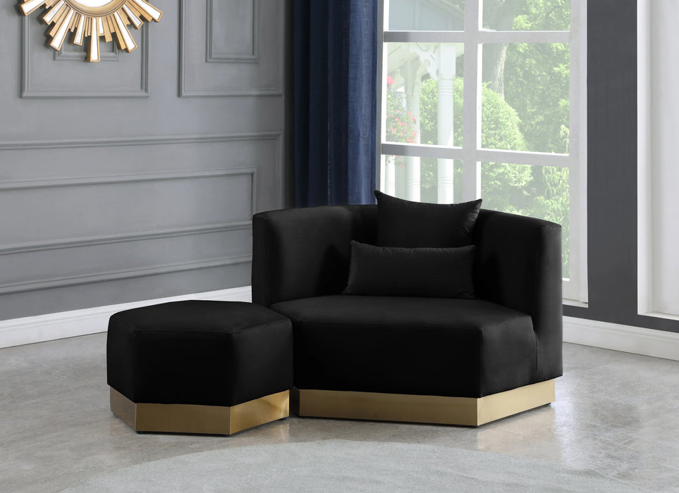 Marquis Black Velvet Ottoman