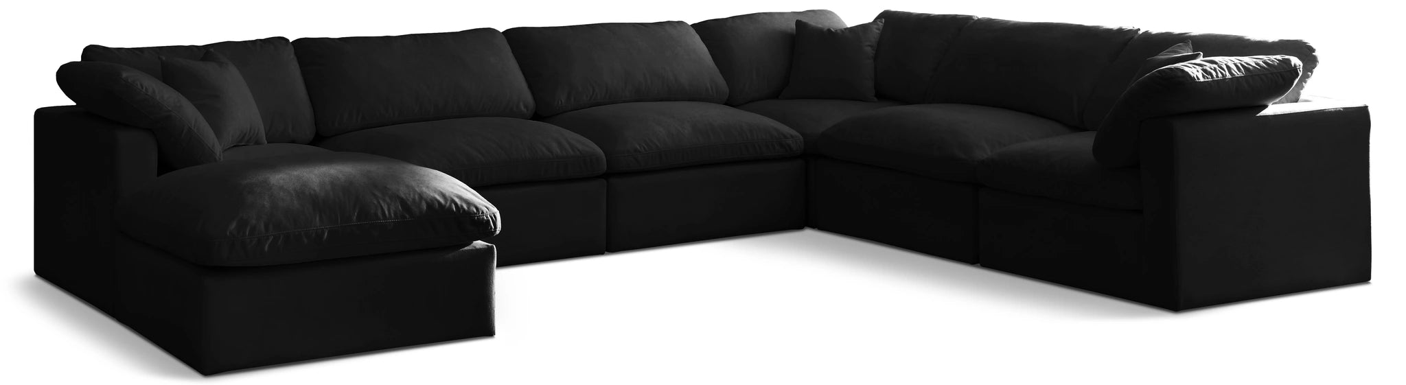 Plush Black Velvet Standard Cloud Modular Sectional
