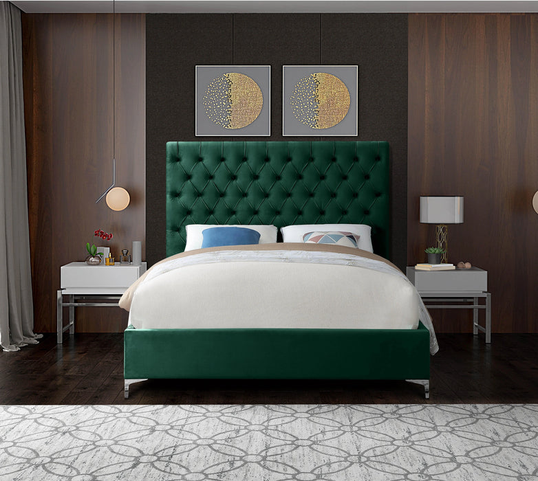 Cruz Green Velvet King Bed