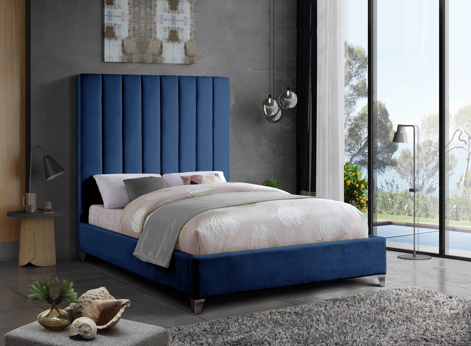 Via Navy Velvet Full Bed
