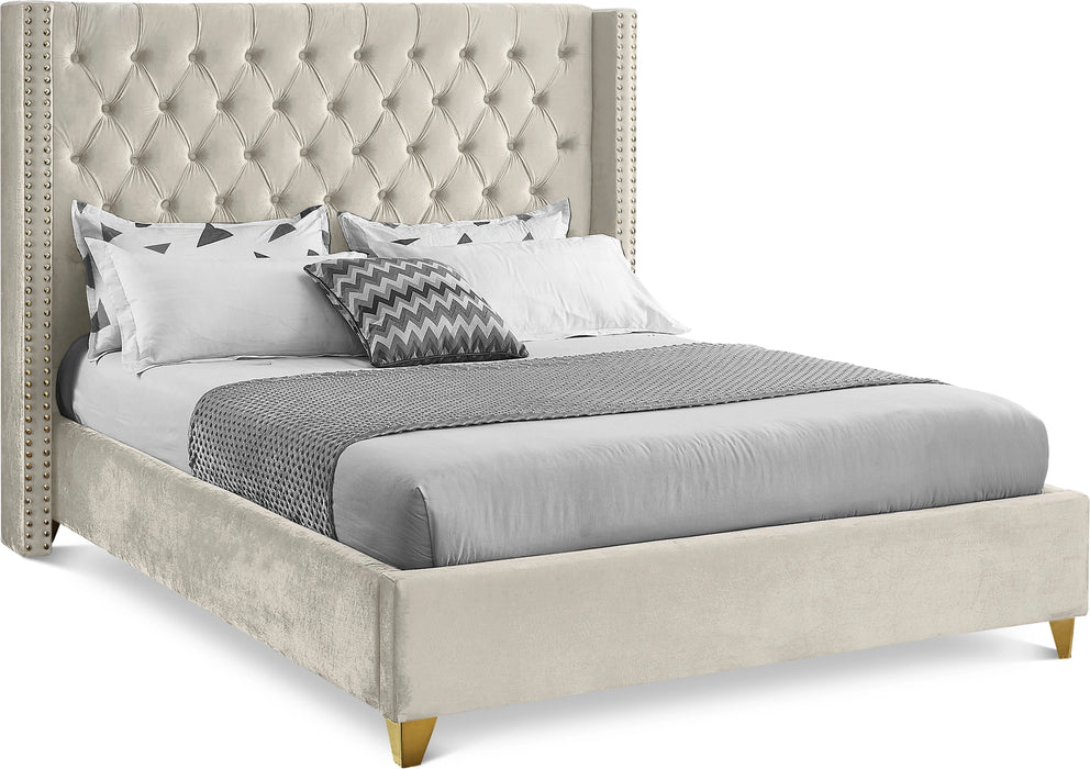 Barolo Cream Velvet Queen Bed