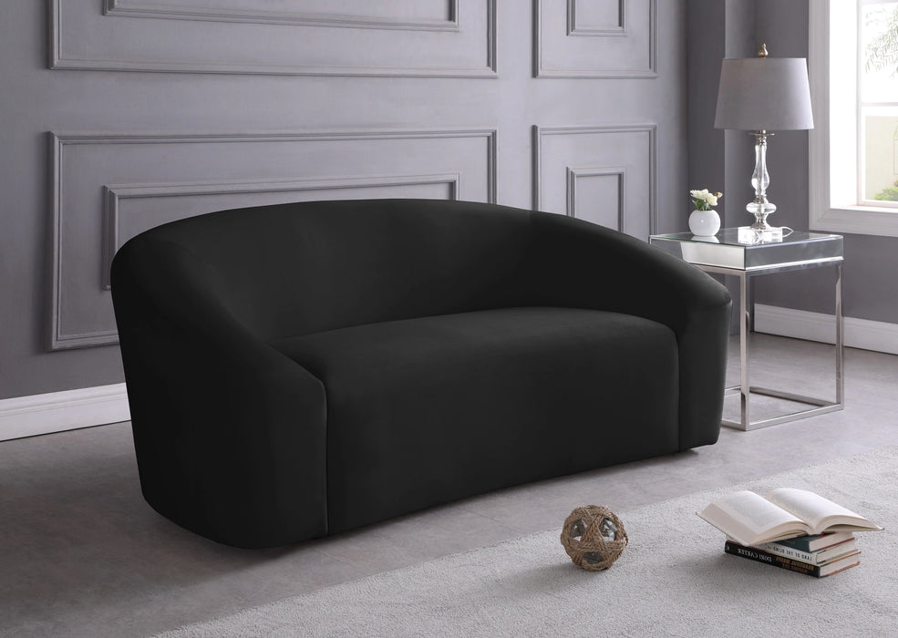 Riley Black Velvet Loveseat