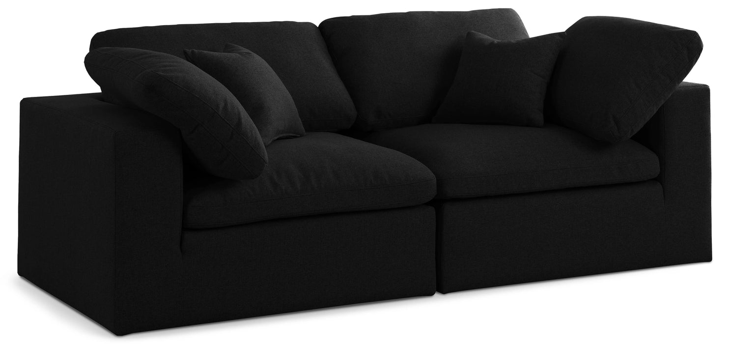 Serene Black Linen Fabric Deluxe Cloud Modular Sofa