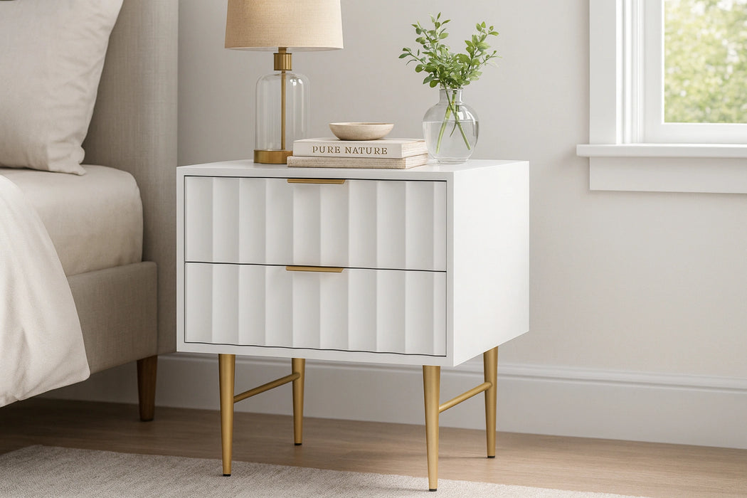 Modernist White Gloss Night Stand