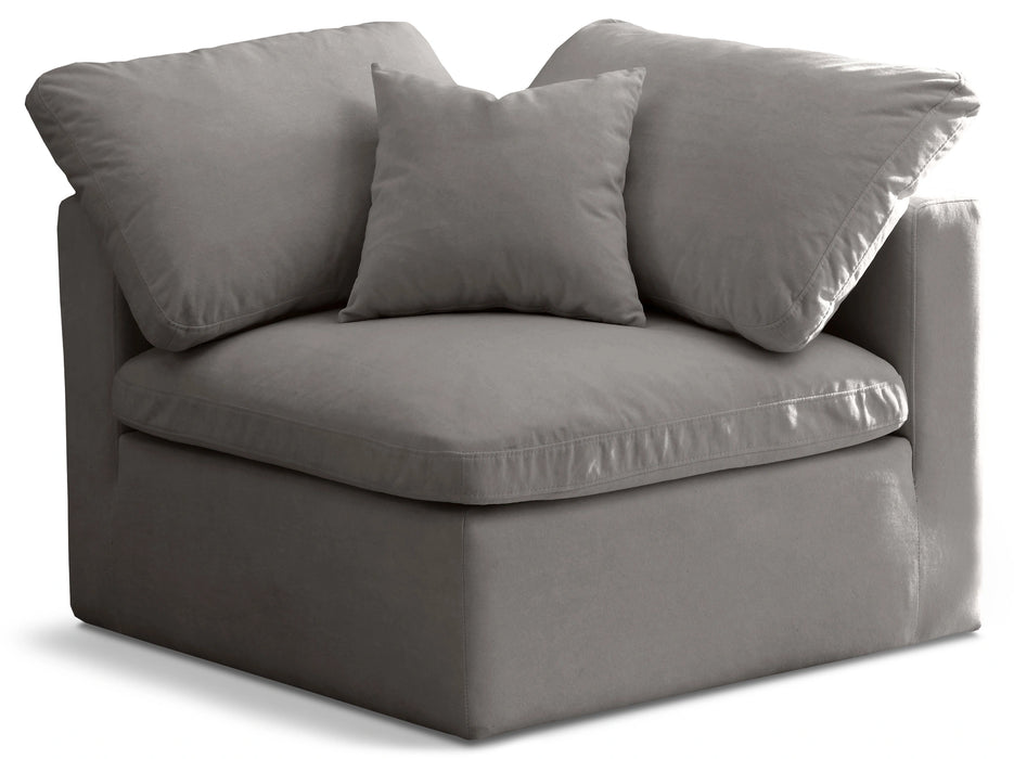 Plush Grey Velvet Standard Cloud Modular Corner Chair