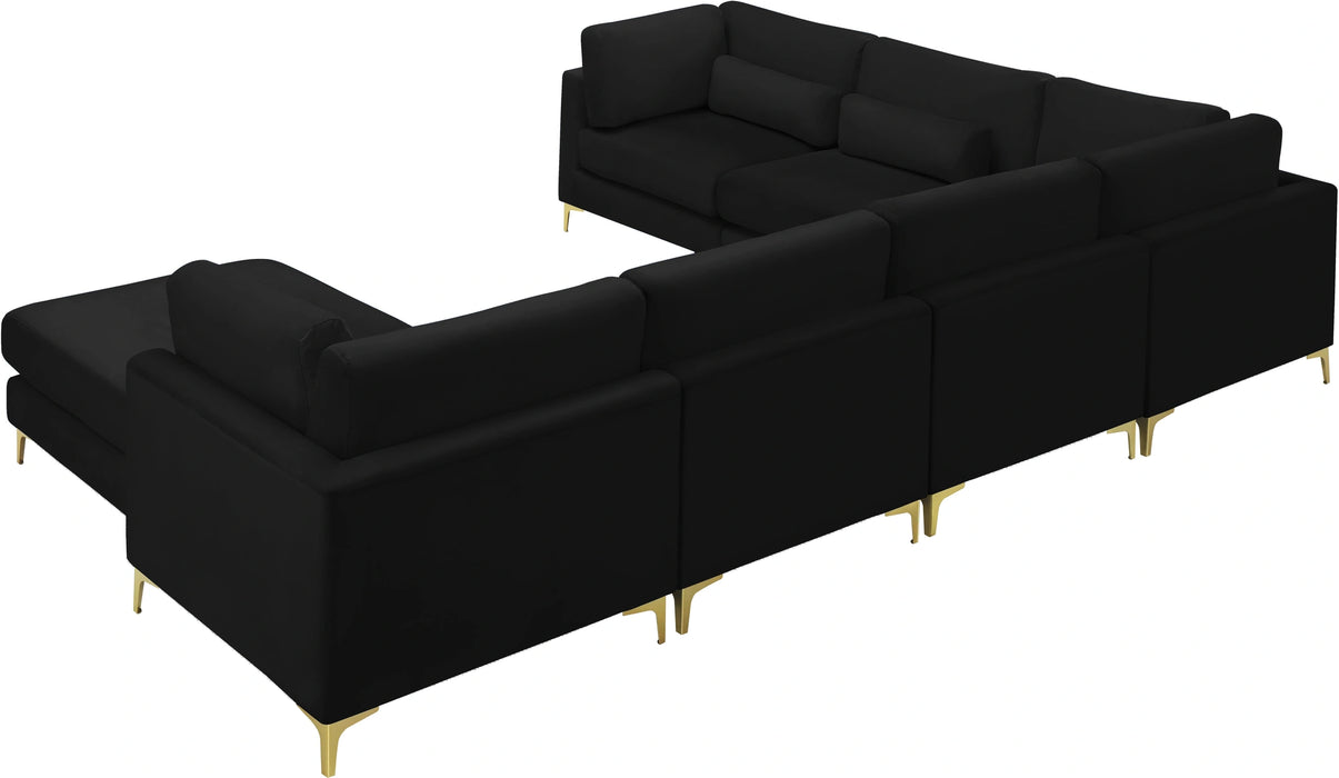 Julia Black Velvet Modular Sectional (7 Boxes)