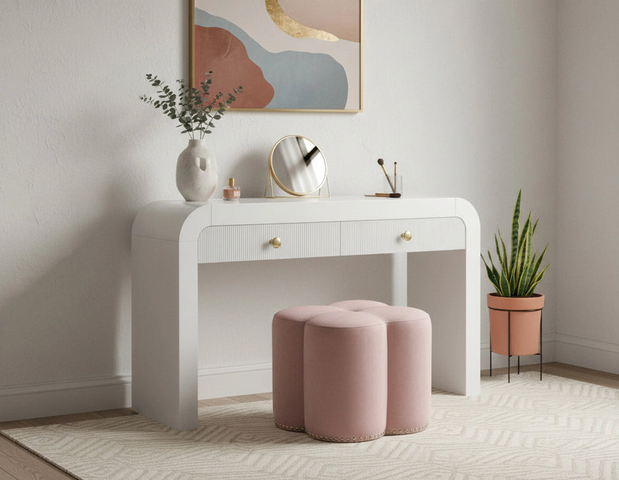 Clover Pink Velvet Ottoman