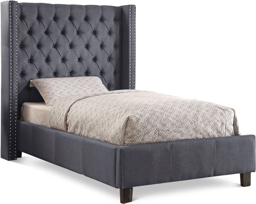 Ashton Grey Linen Twin Bed