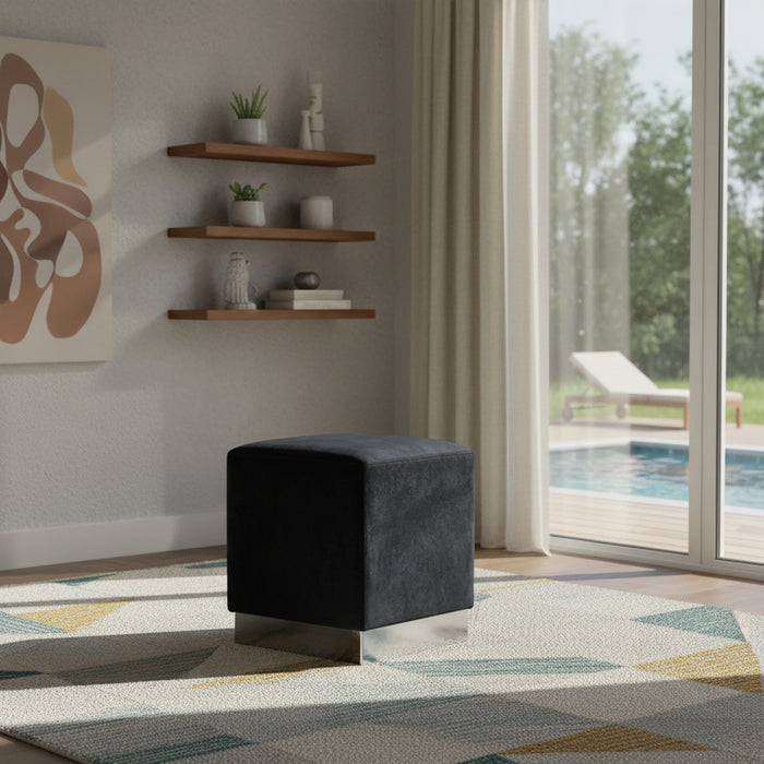 Jax Black Velvet Ottoman/Stool