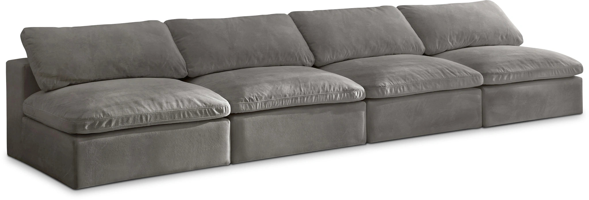 Cozy Grey Velvet Cloud Modular Armless Sofa