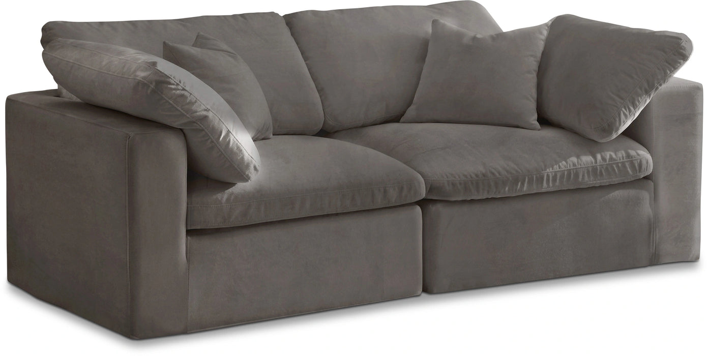 Cozy Grey Velvet Cloud Modular Sofa