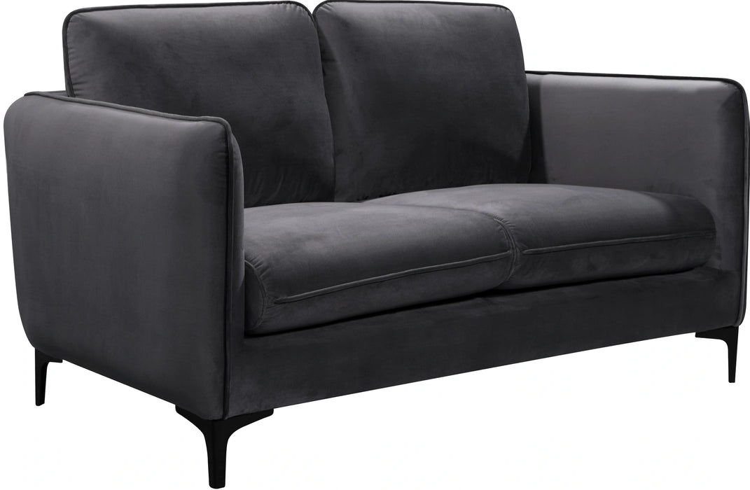Poppy Grey Velvet Loveseat