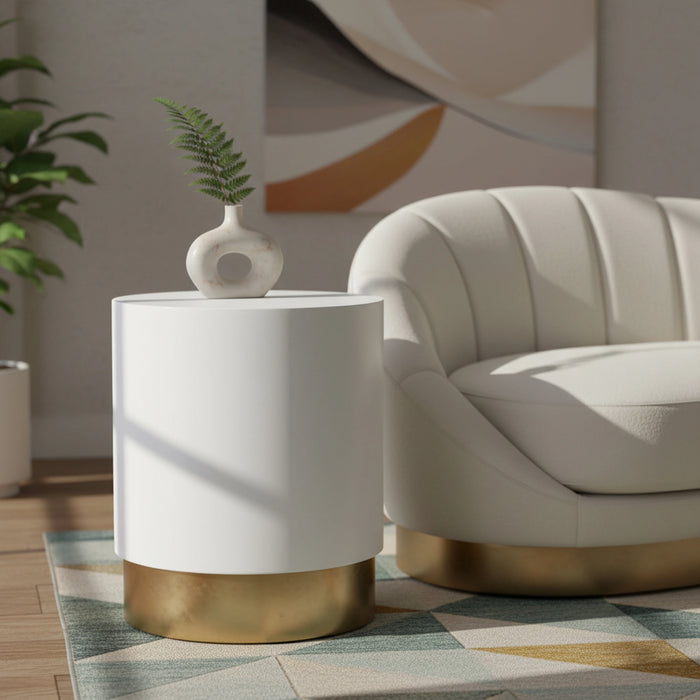 Deco White/Gold End Table