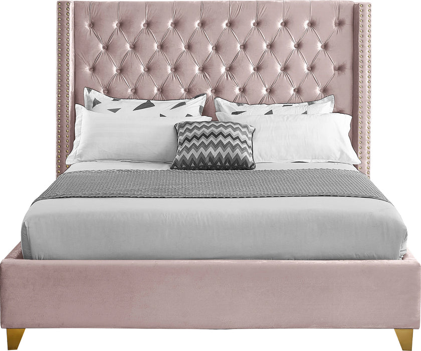 Barolo Pink Velvet King Bed