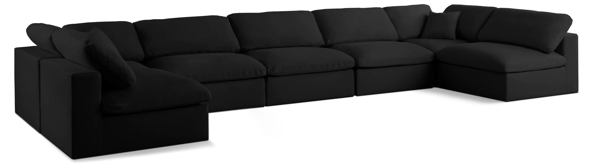 Serene Black Linen Fabric Deluxe Cloud Modular Sectional