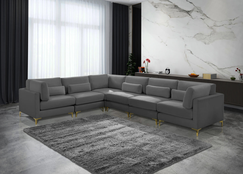 Julia Grey Velvet Modular Sectional (6 Boxes)