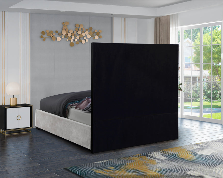 Taj White Velvet King Bed