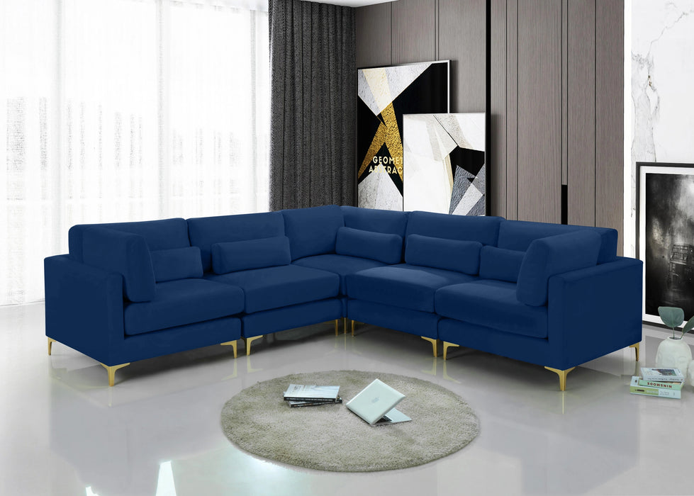 Julia Navy Velvet Modular Sectional (5 Boxes)