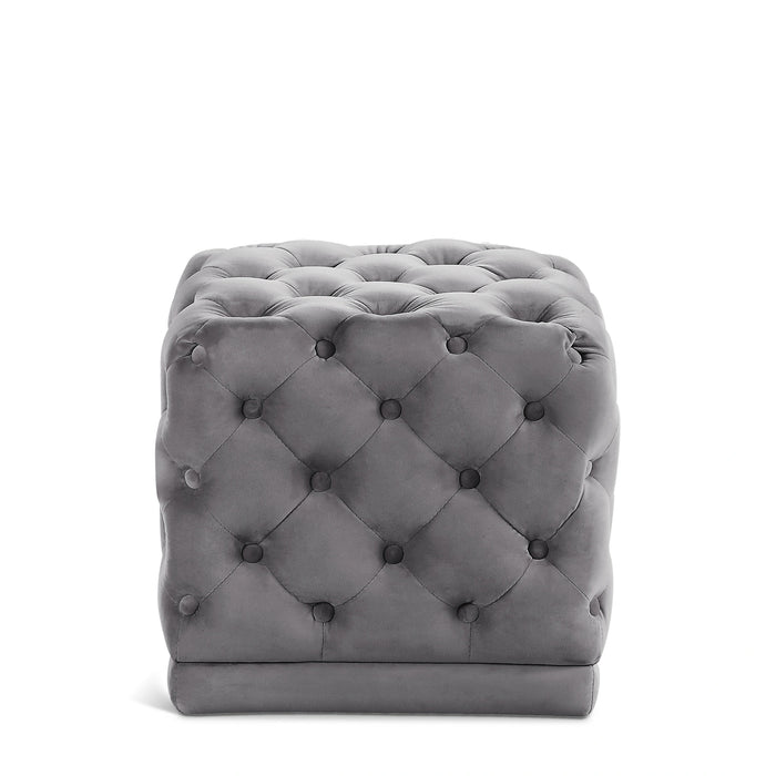 Stella Grey Velvet Ottoman/Stool