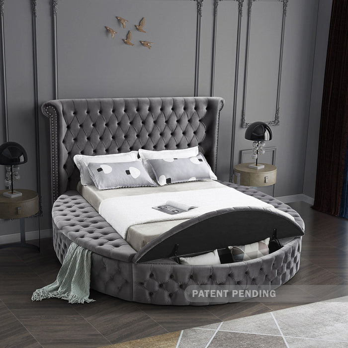Luxus Grey Velvet King Bed (3 Boxes)