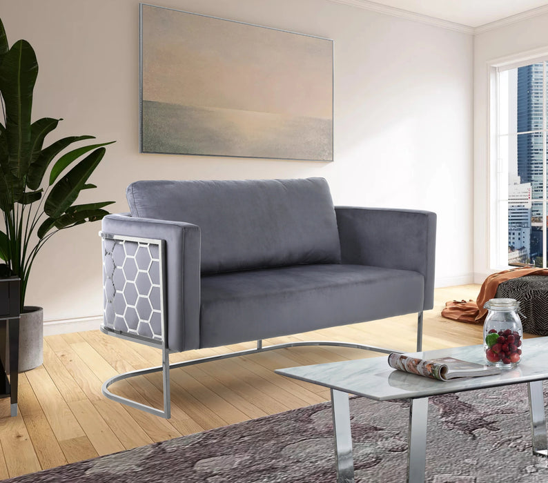 Casa Grey Velvet Loveseat
