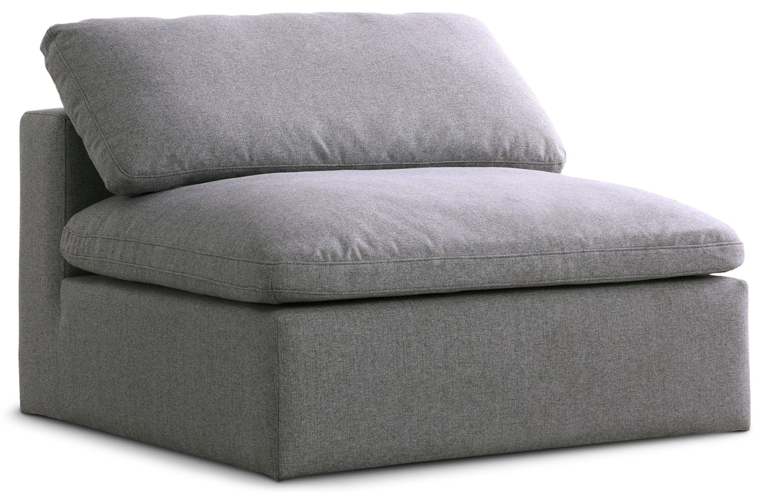 Serene Grey Linen Fabric Deluxe Cloud Armless Chair