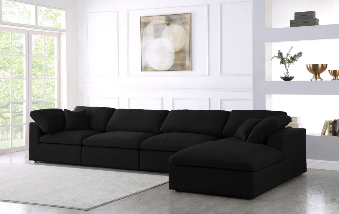 Serene Black Linen Fabric Deluxe Cloud Modular Sectional