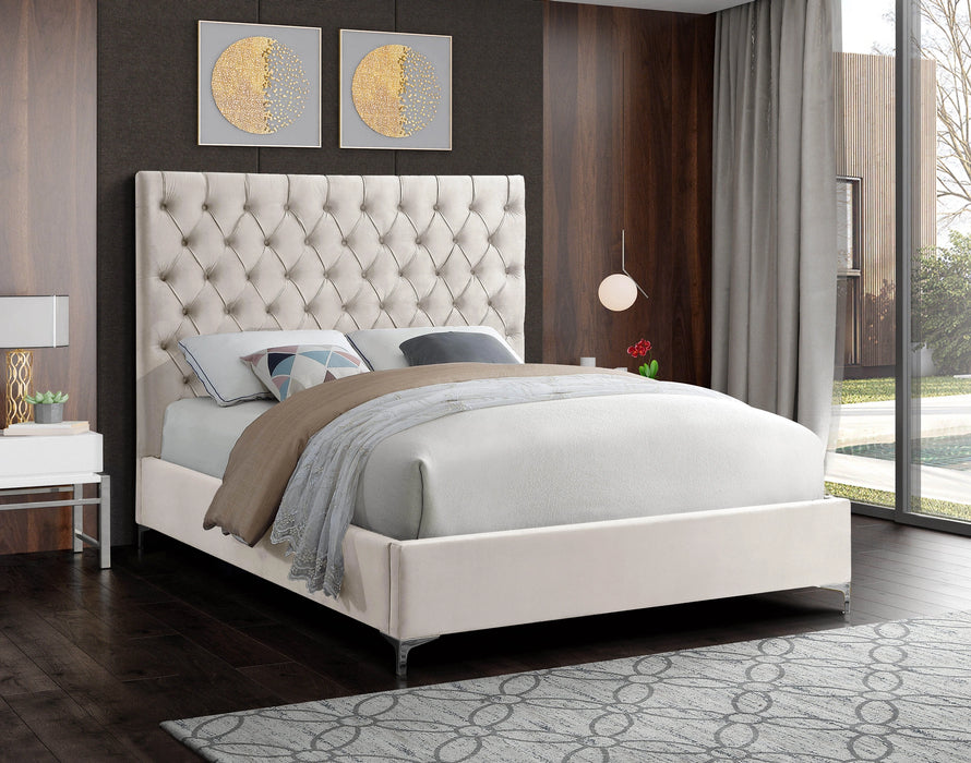 Cruz Cream Velvet Full Bed