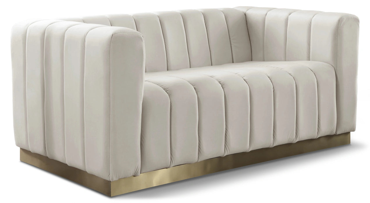Marlon Cream Velvet Loveseat
