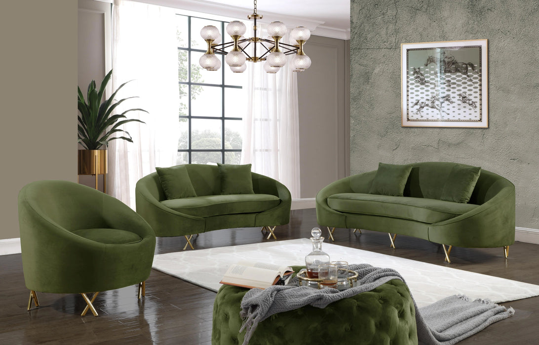 Serpentine Olive Velvet Sofa