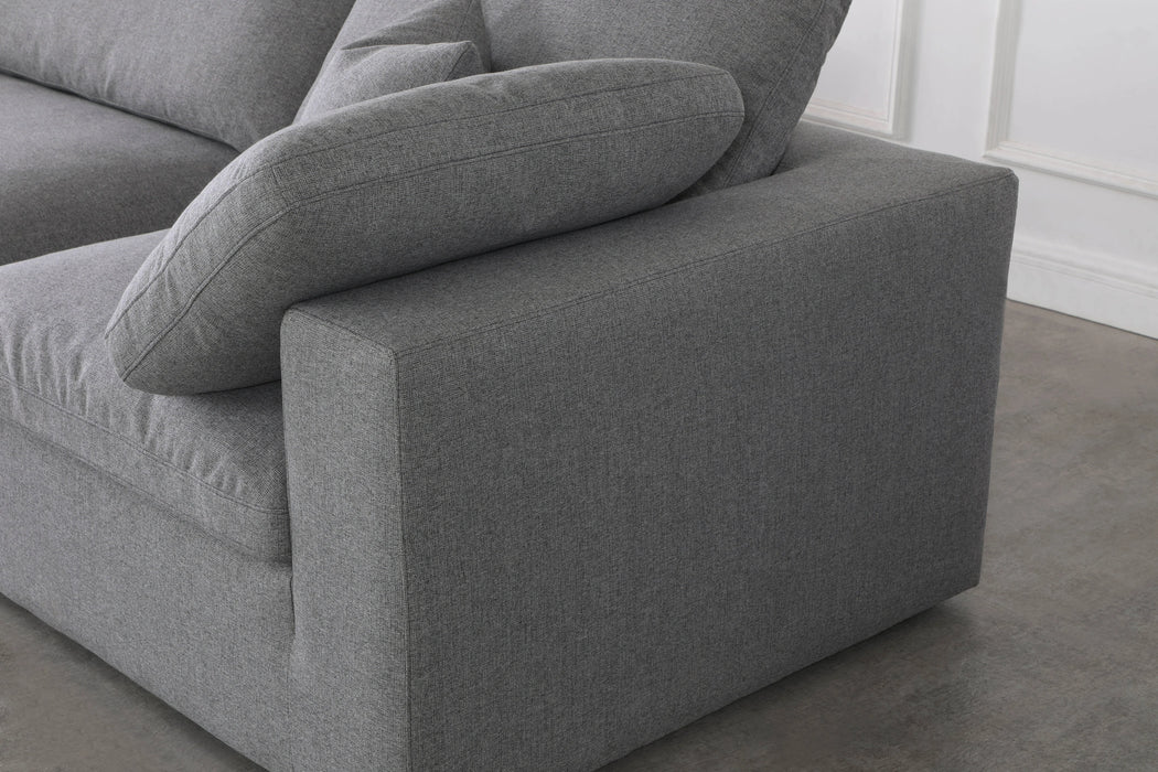 Serene Grey Linen Fabric Deluxe Cloud Modular Sectional