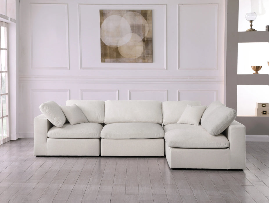 Serene Cream Linen Fabric Deluxe Cloud Modular Sectional