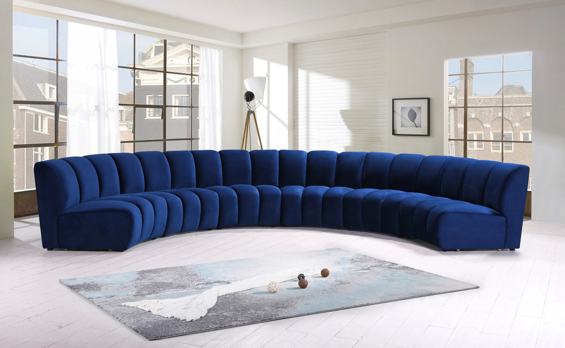 Infinity Navy Velvet 6pc. Modular Sectional